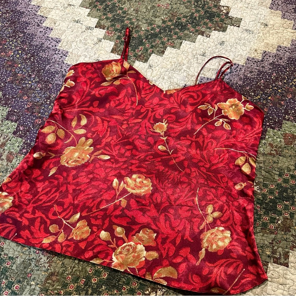 Vintage A’ Milano Satin Floral Tank Top - Picture 5 of 11